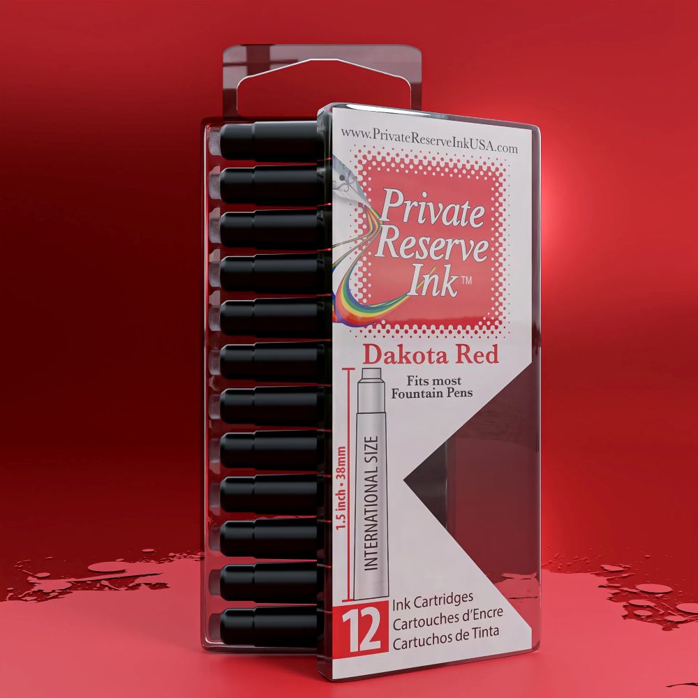 12 Cartouches pour Stylo-Plume Dakota Red Private Reserve Ink