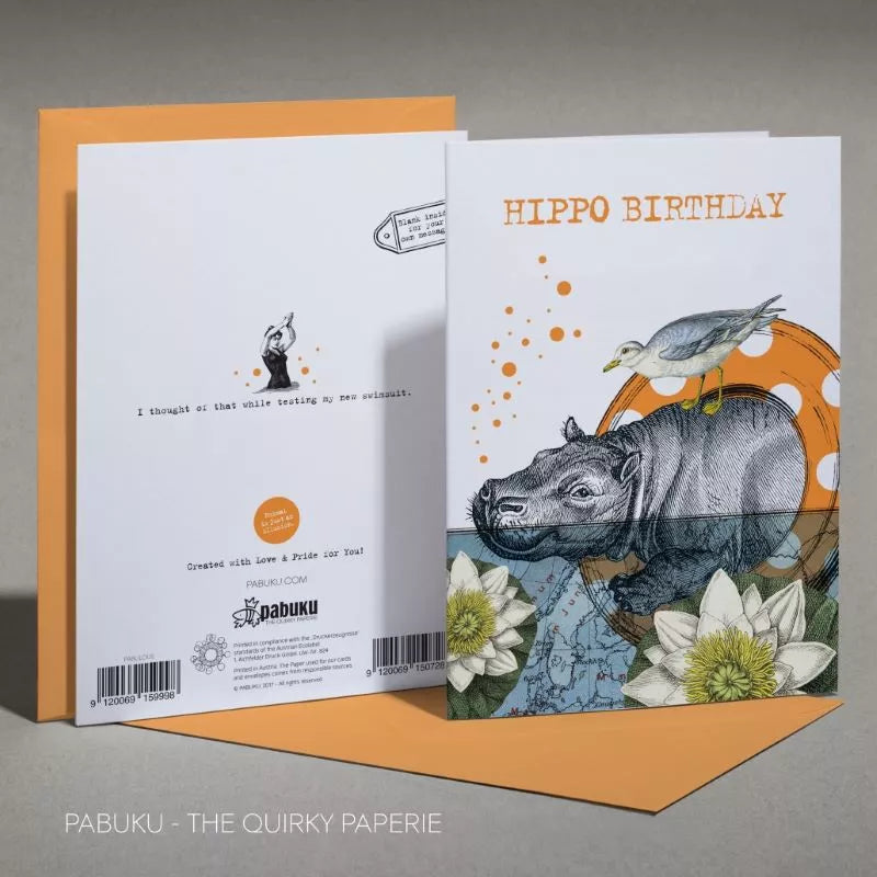 Carte de Vœux Hippo Birthday Pabuku