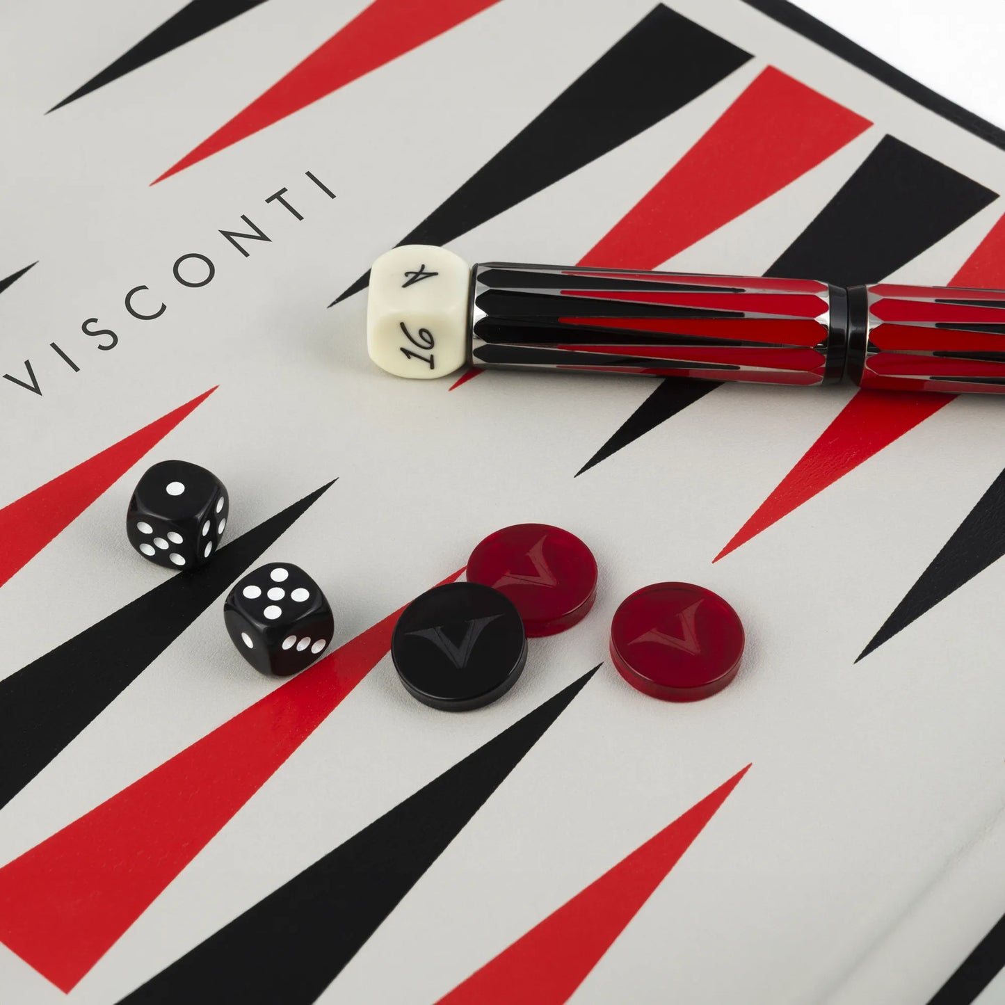 Stylo-Plume Backgammon Noir et Rouge avec Dé Visconti