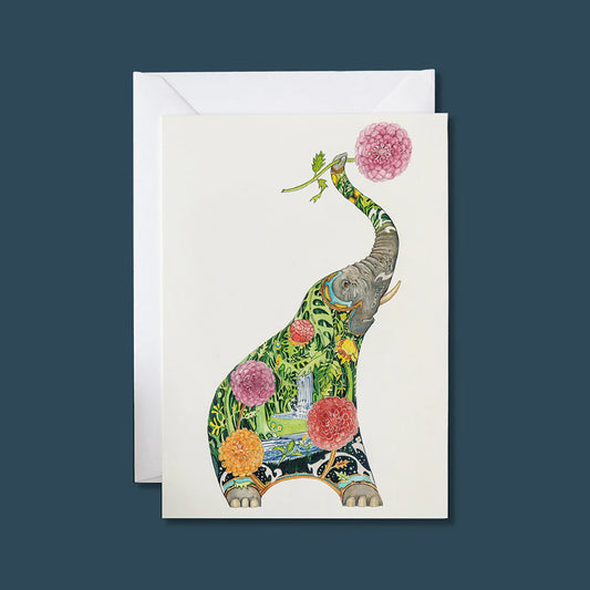 Carte de Voeux Éléphant avec Fleurs The DM Collection