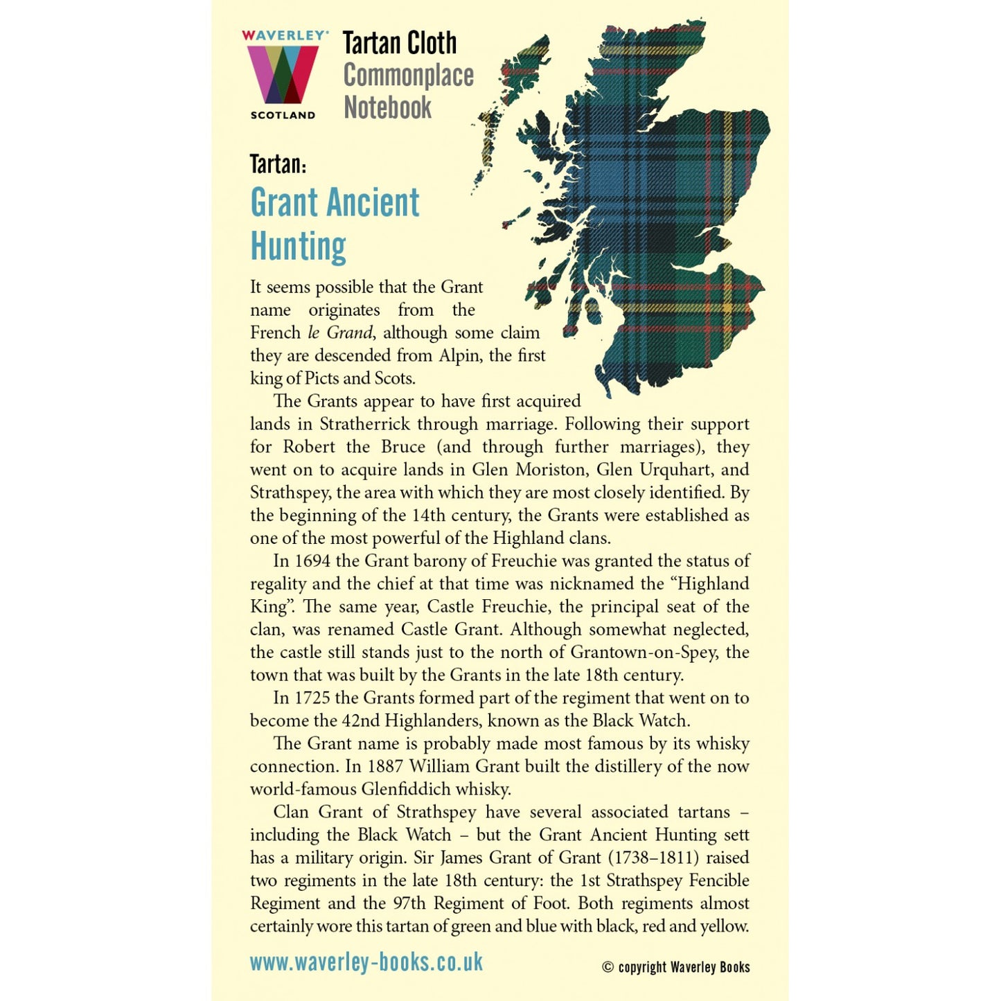 Carnet de Poche en Tissu Tartan Grant Ancient Hunting Waverley Scotland