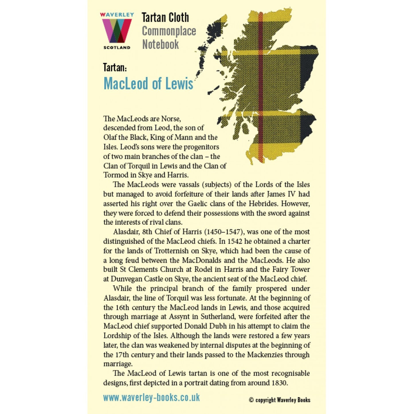 Carnet de Poche en Tissu Tartan Macleod of Lewis Waverley Scotland