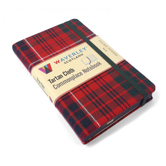 Carnet de Poche en Tissu Tartan Macrae Modern Red Waverley Scotland