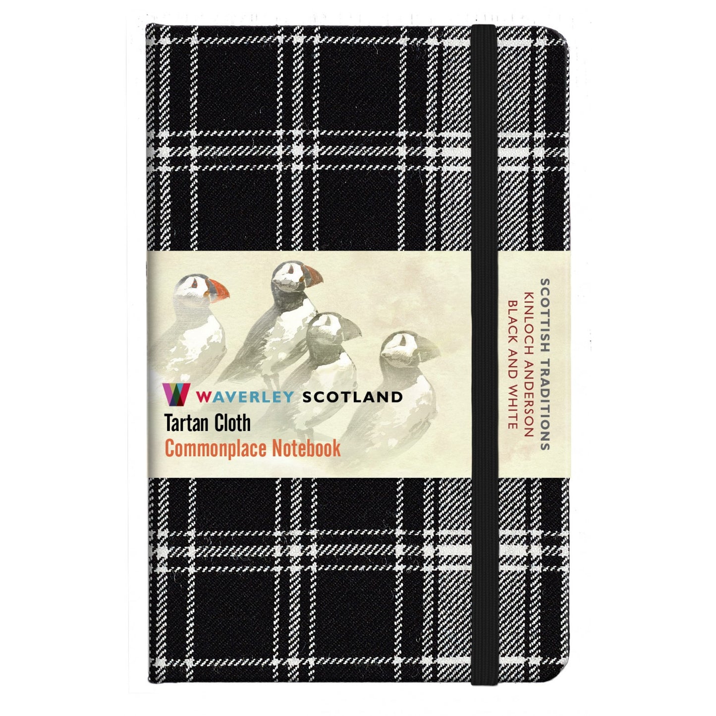 Carnet de Poche en Tissu Tartan Black and White Waverley Scotland