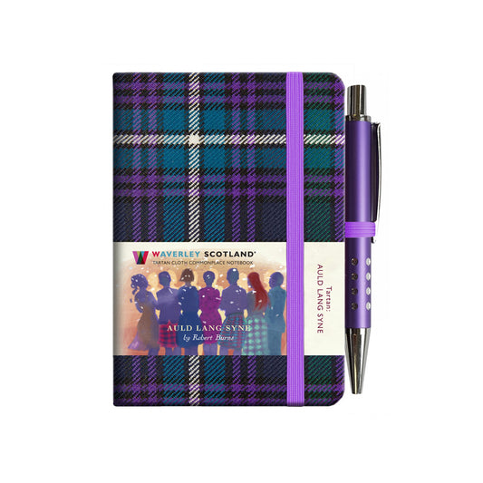 Carnet Mini + Stylo en Tissu Tartan Auld Lang Syne Waverley Scotland