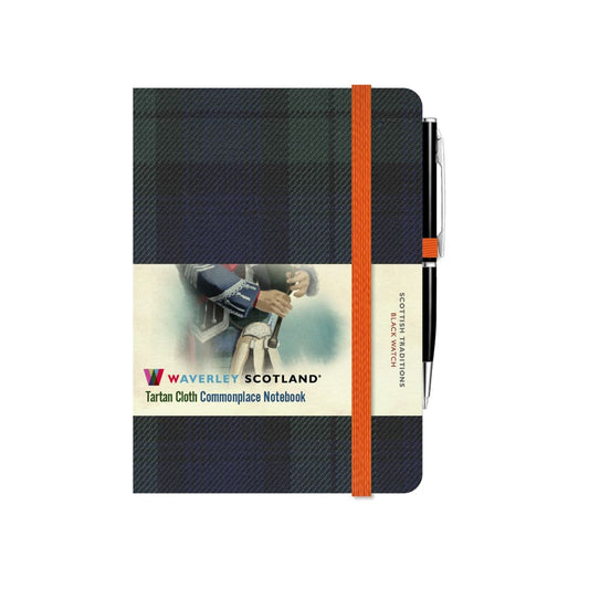 Carnet Mini + Stylo en Tissu Tartan Black Watch Waverley Scotland