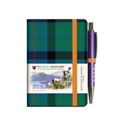 Carnet Mini + Stylo en Tissu Tartan Flower of Scotland Waverley Scotland