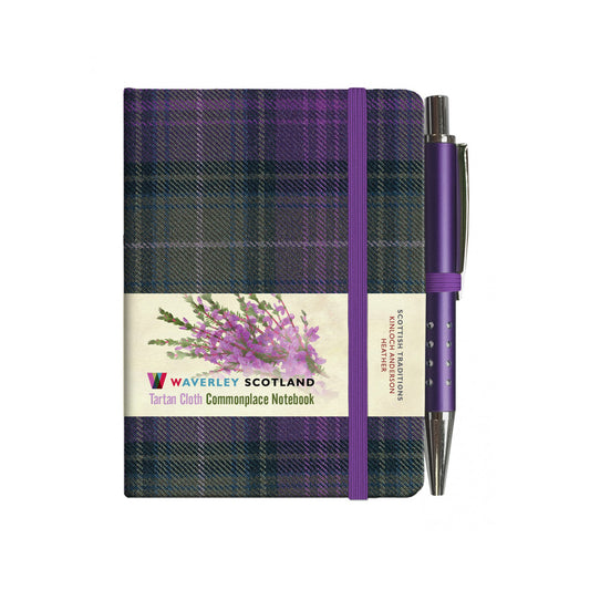 Carnet Mini + Stylo en Tissu Tartan Heather Waverley Scotland