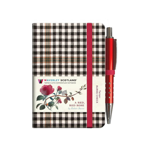 Carnet Mini + Stylo en Tissu Tartan Burns Check Waverley Scotland