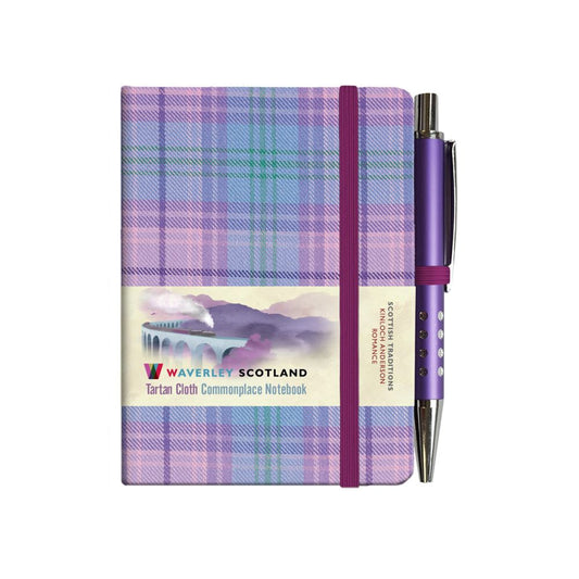 Carnet Mini + Stylo en Tissu Tartan Romance Waverley Scotland