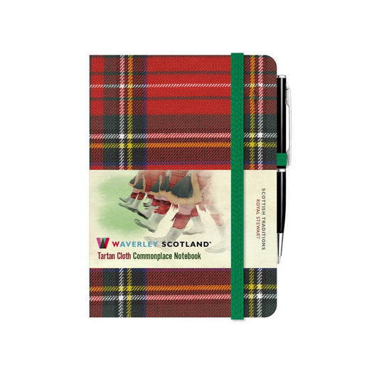 Carnet Mini + Stylo en Tissu Tartan Royal Stewart Waverley Scotland