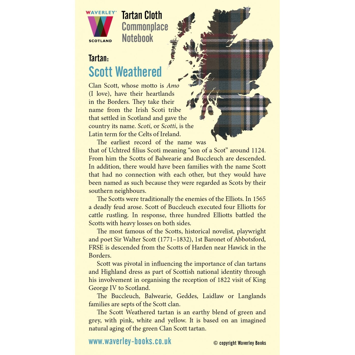 Carnet de Poche en Tissu Tartan Scott Weathered Waverley Scotland