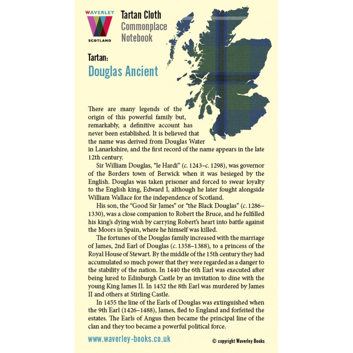 Carnet de Poche en Tissu Tartan Douglas Ancient Waverley Scotland