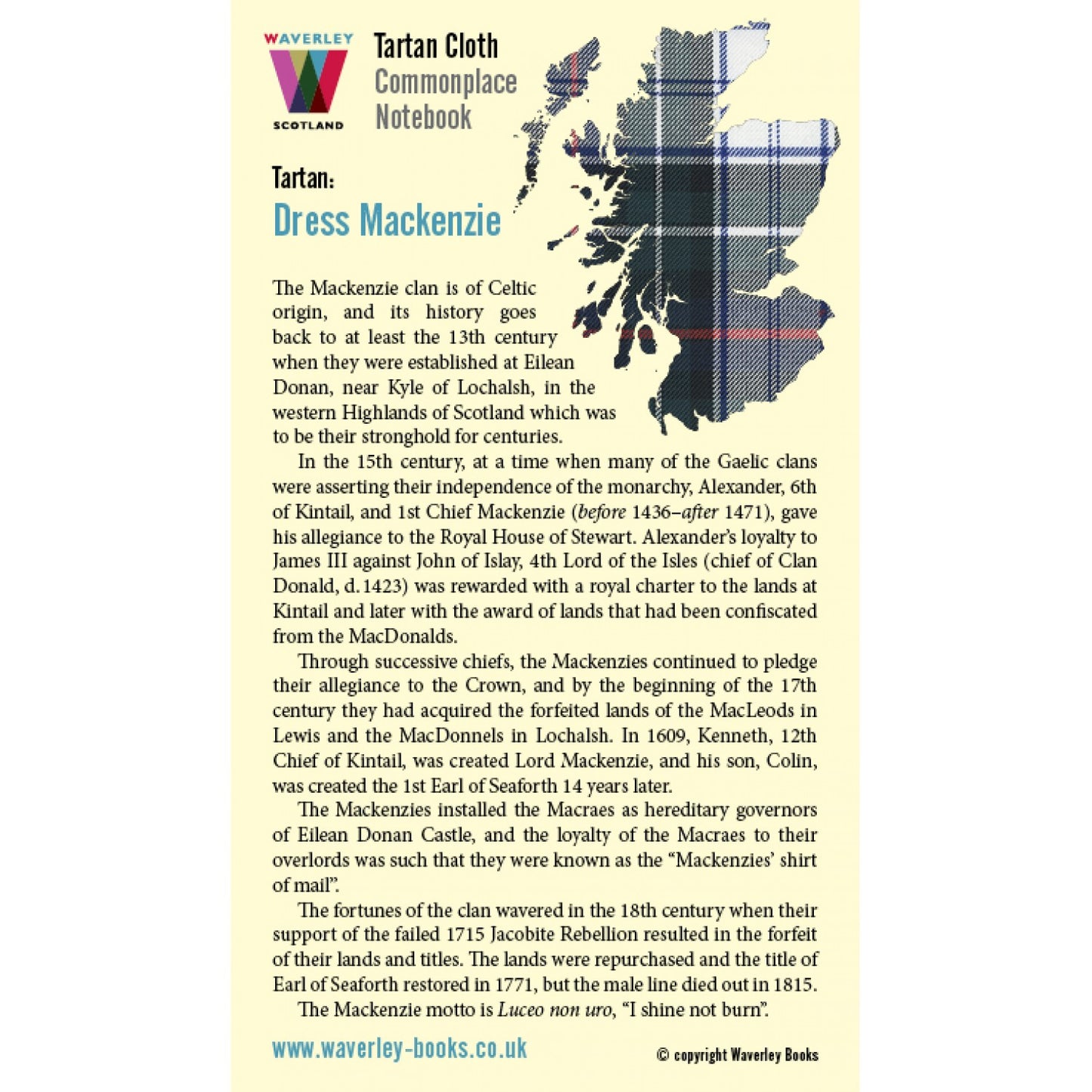 Carnet de Poche en Tissu Tartan Dress Mackenzie Waverley Scotland