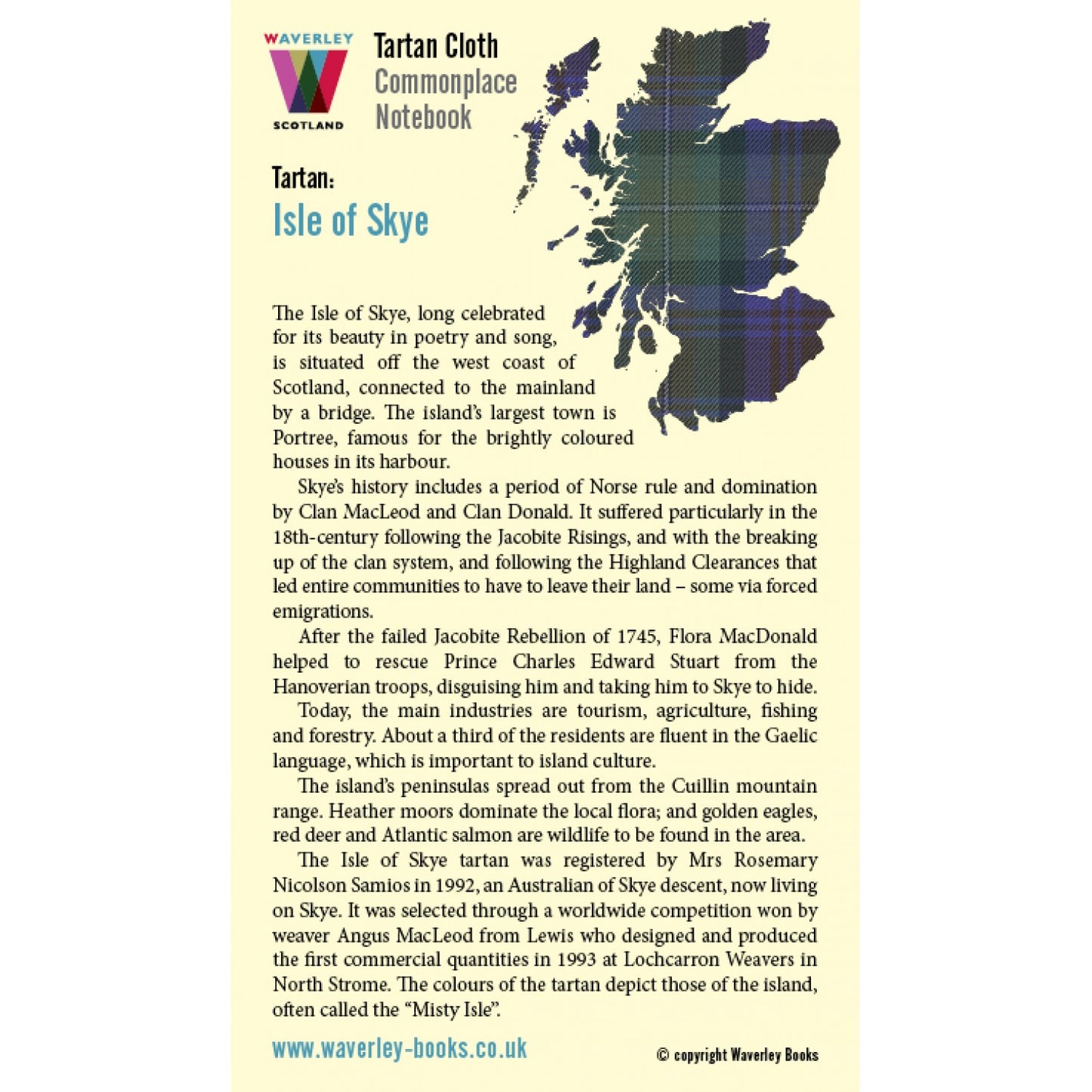 Carnet de Poche en Tissu Tartan Isle of Skye Waverley Scotland
