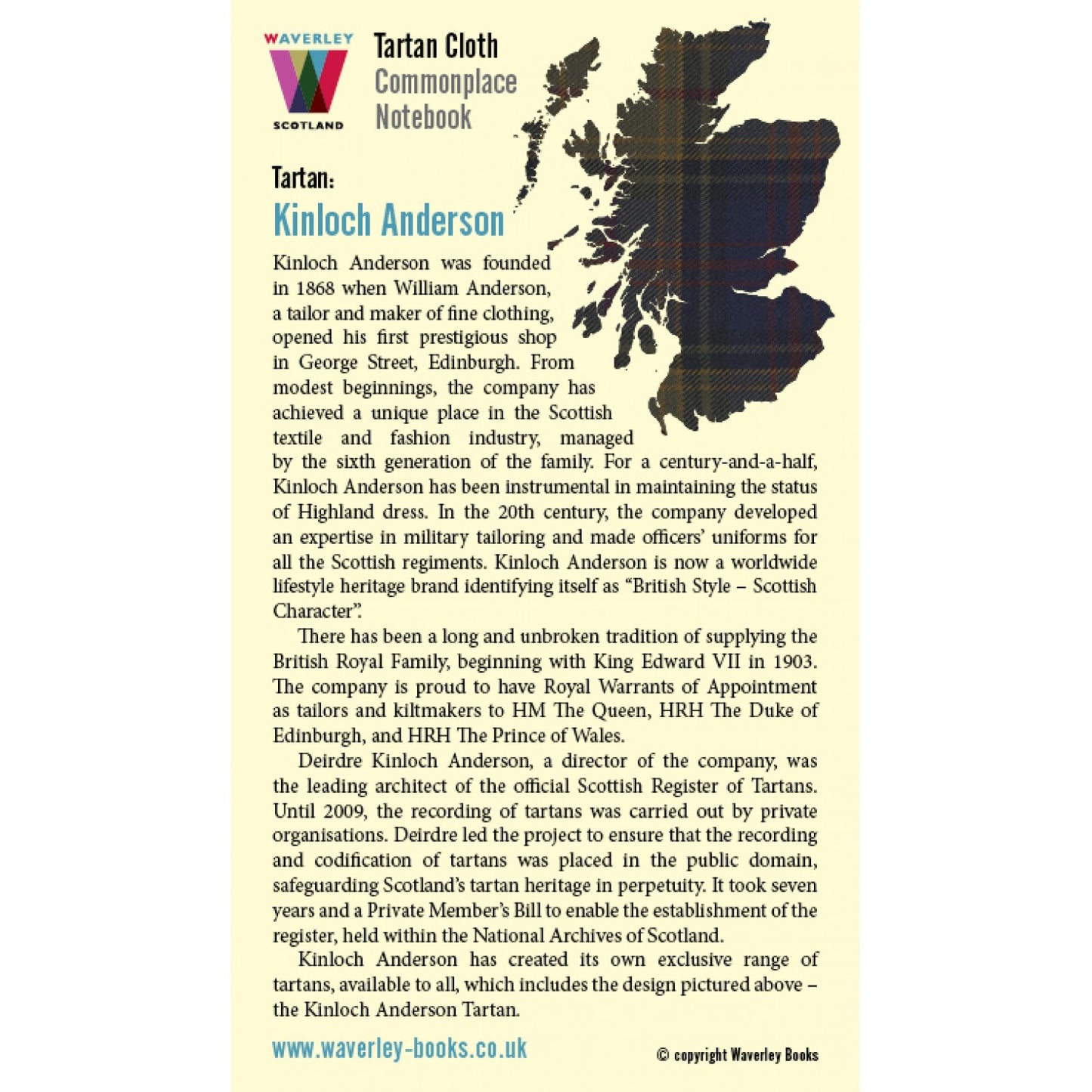 Carnet de Poche en Tissu Tartan Kinloch Anderson Waverley Scotland