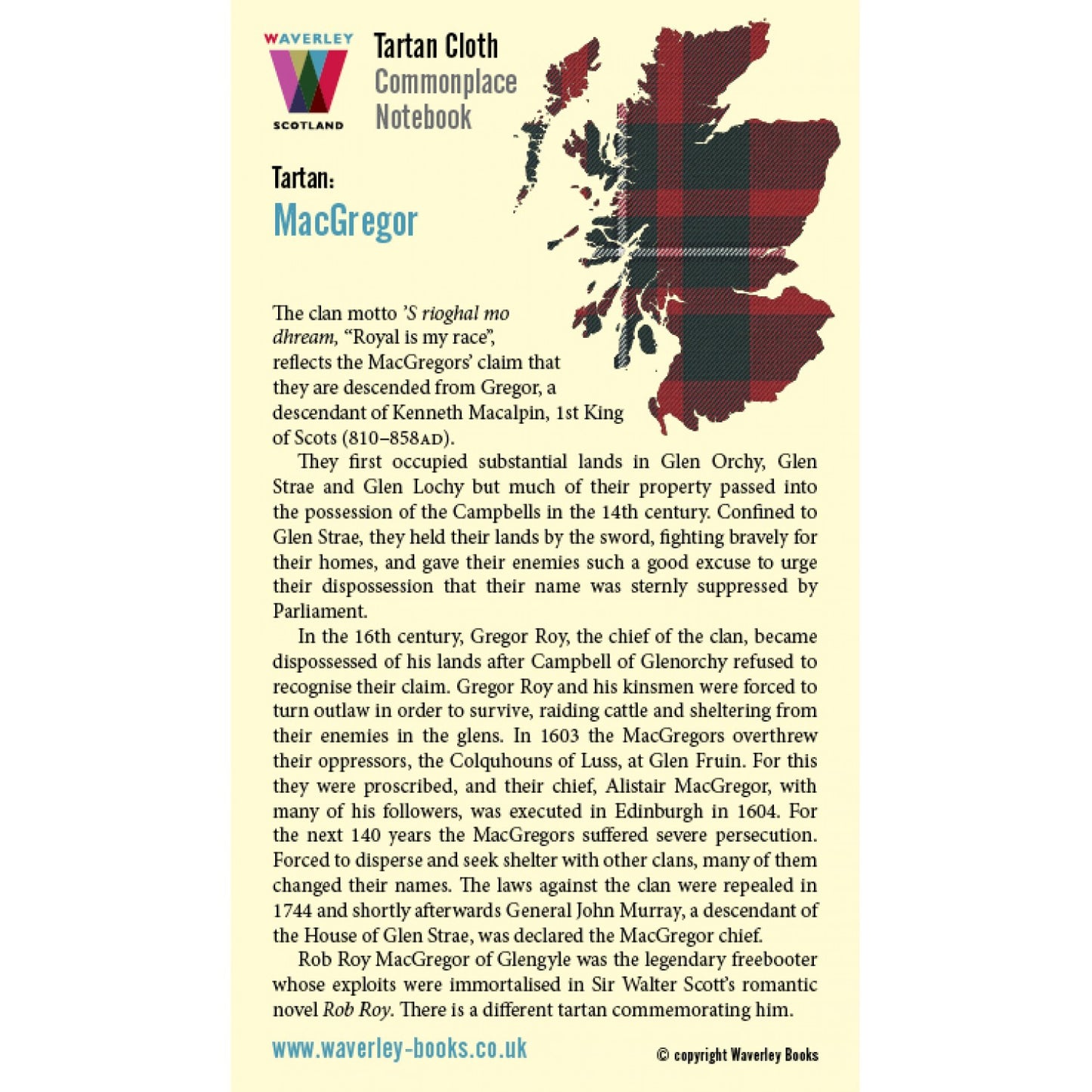 Carnet de Poche en Tissu Tartan MacGregor Waverley Scotland