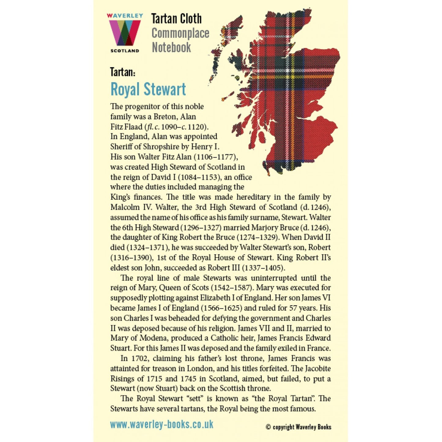 Carnet de Poche en Tissu Tartan Royal Stewart Waverley Scotland