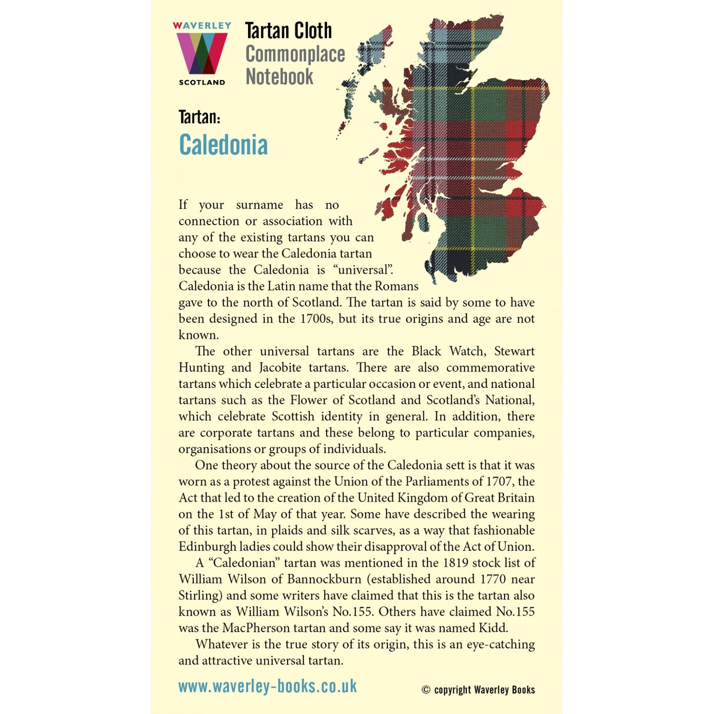 Carnet de Poche en Tissu Tartan Caledonia Waverley Scotland