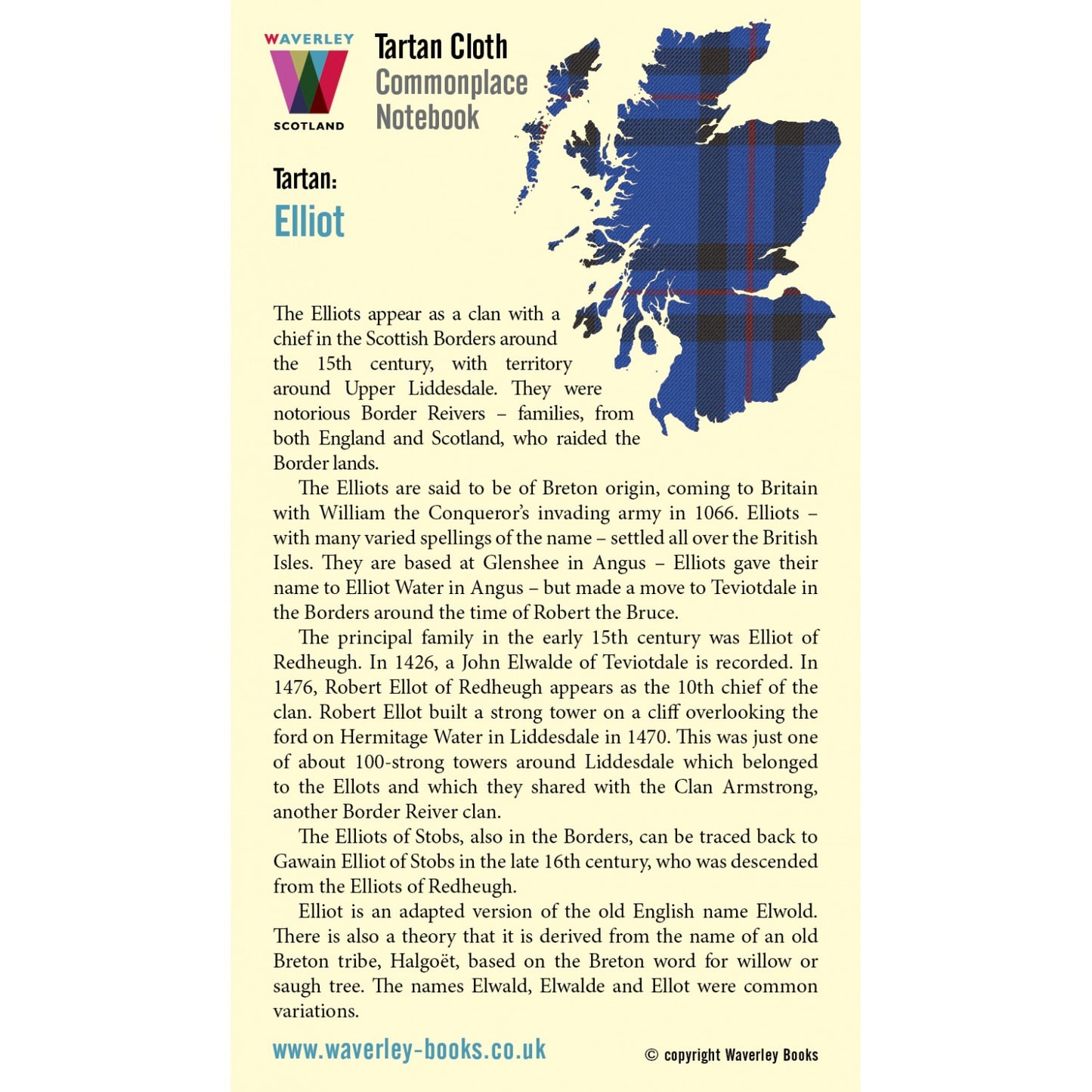 Carnet de Poche en Tissu Tartan Elliot Waverley Scotland