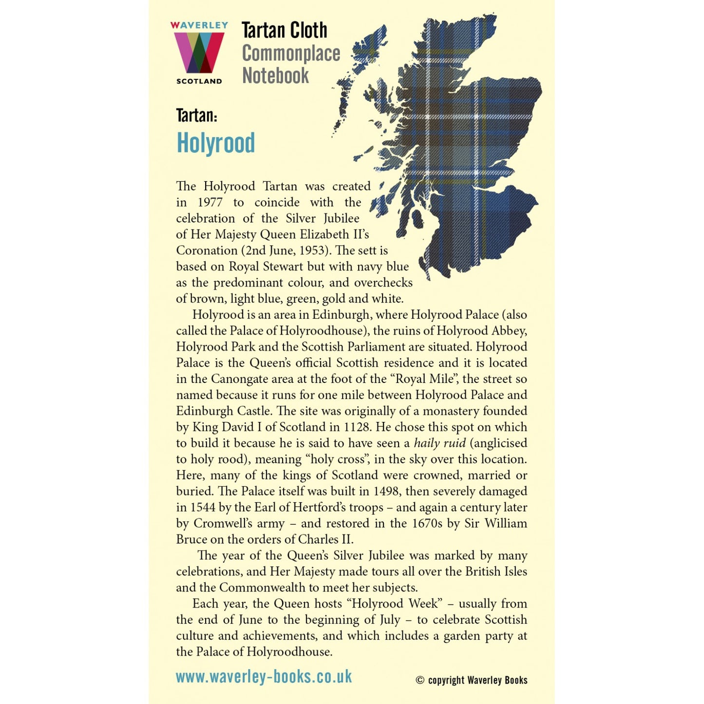 Carnet de Poche en Tissu Tartan Holyrood Waverley Scotland