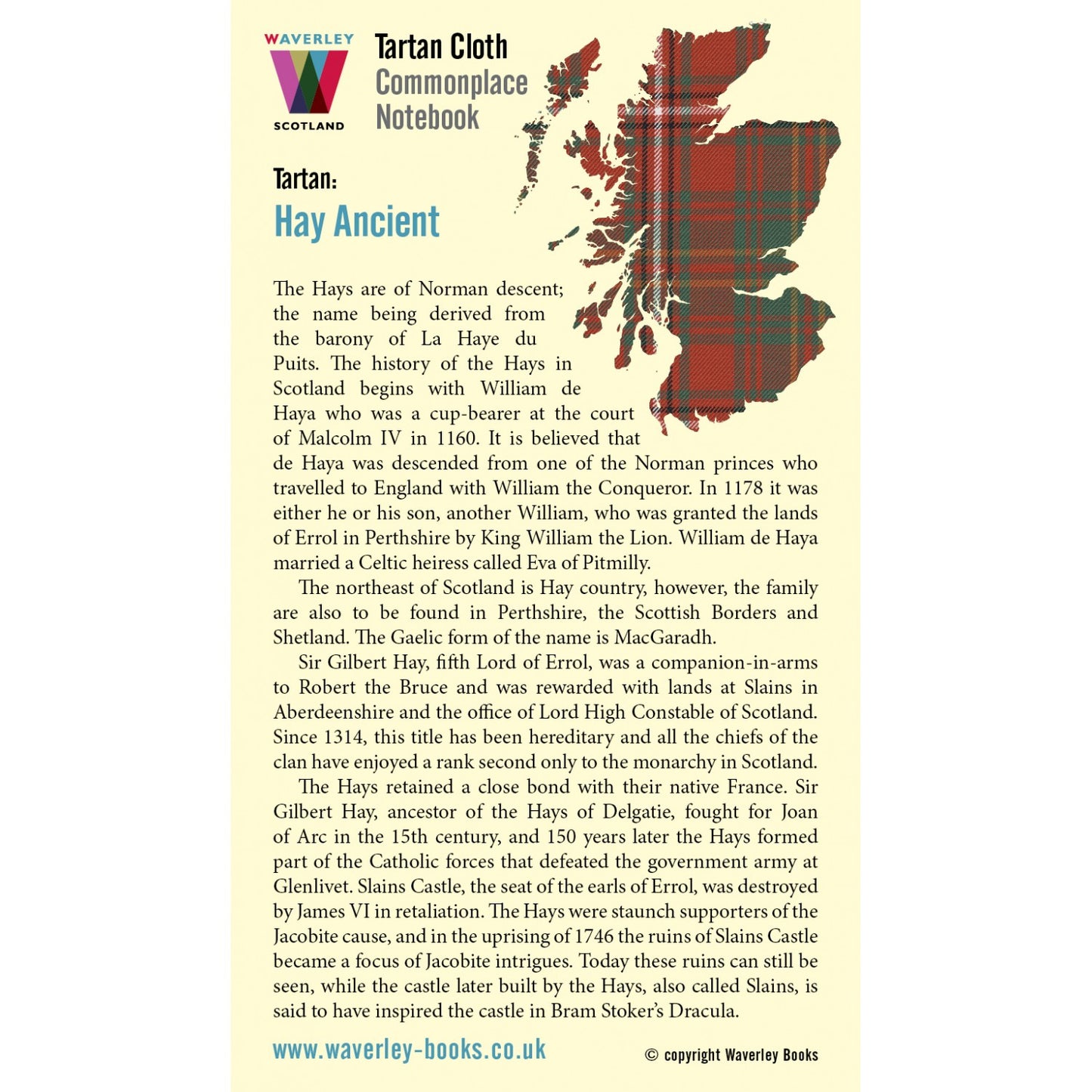 Carnet de Poche en Tissu Tartan Hay Ancient Waverley Scotland