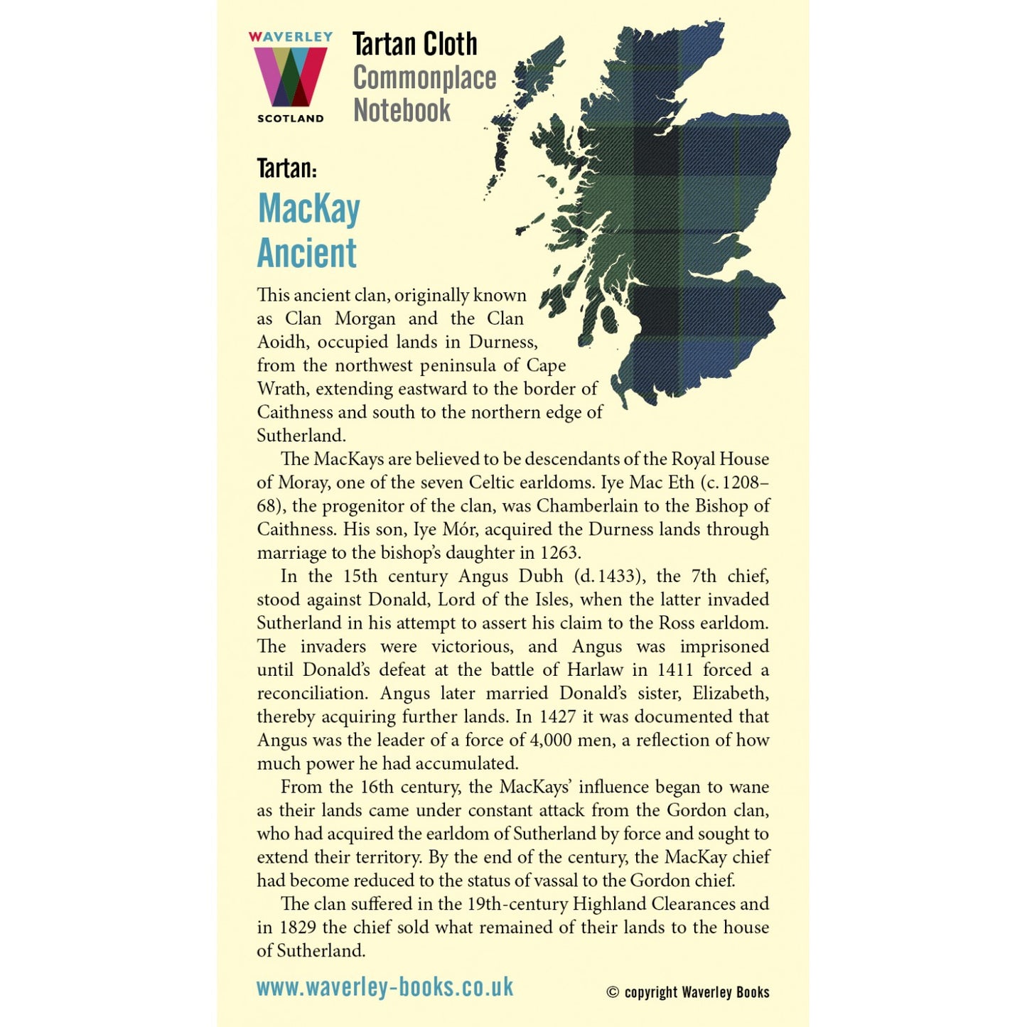 Carnet de Poche en Tissu Tartan MacKay Ancient Waverley Scotland