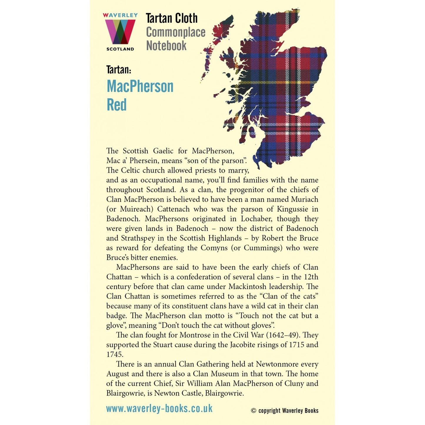 Carnet de Poche en Tissu Tartan MacPherson Red Waverley Scotland
