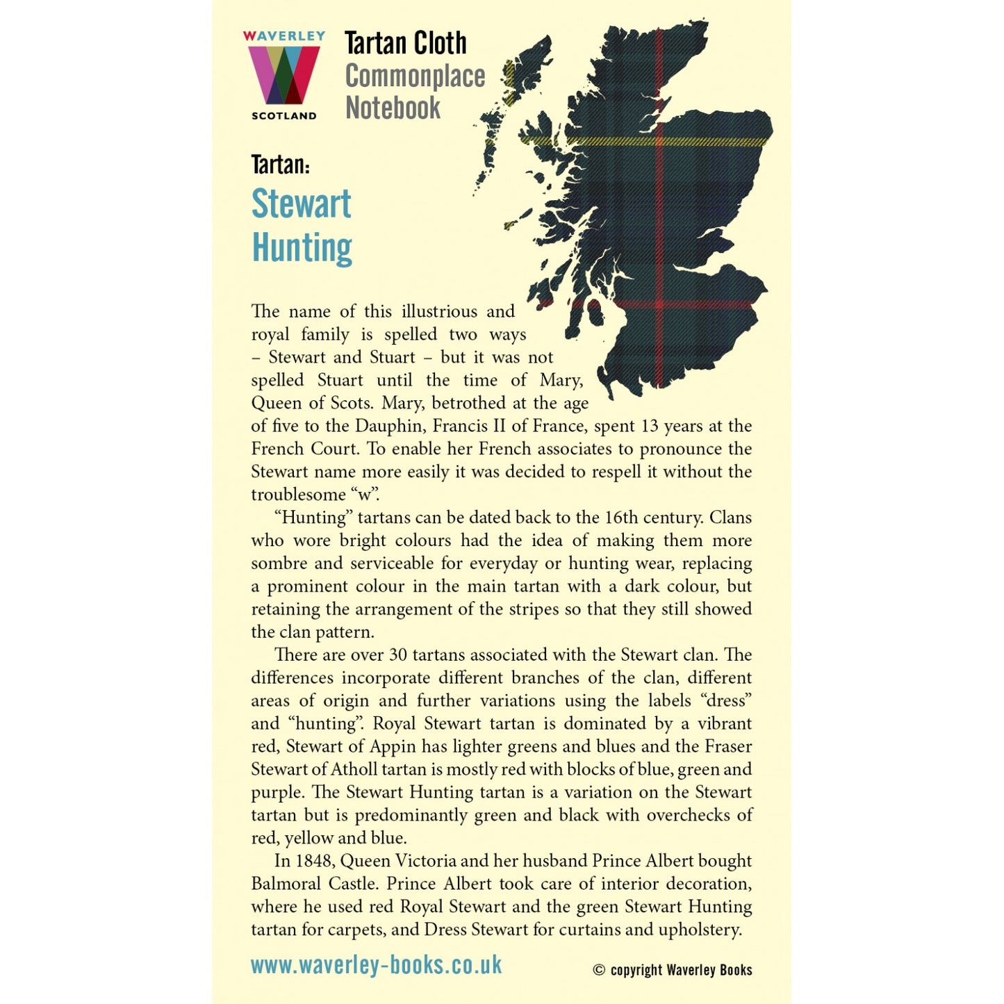 Carnet de Poche en Tissu Tartan Stewart Hunting Waverley Scotland