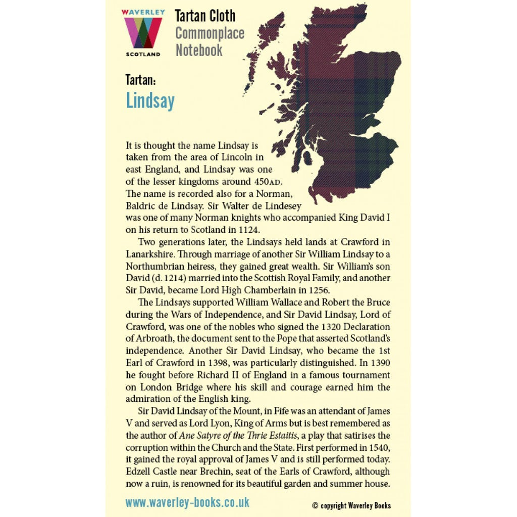 Carnet de Poche en Tissu Tartan Lindsay Waverley Scotland